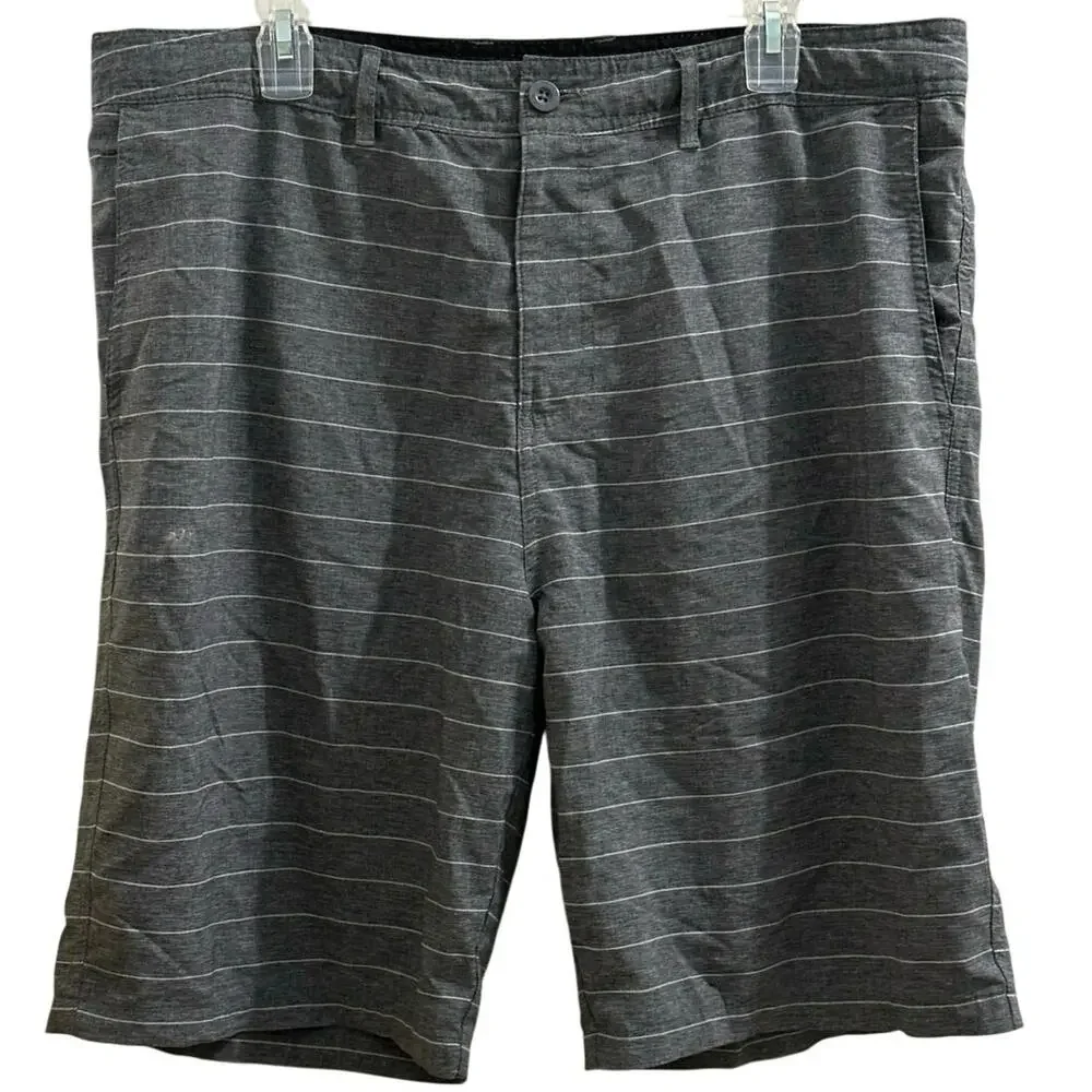 Elysian Striped Gray Grey Men's Board Shorts Swim Trunks Casual Size L 38 Waist!
